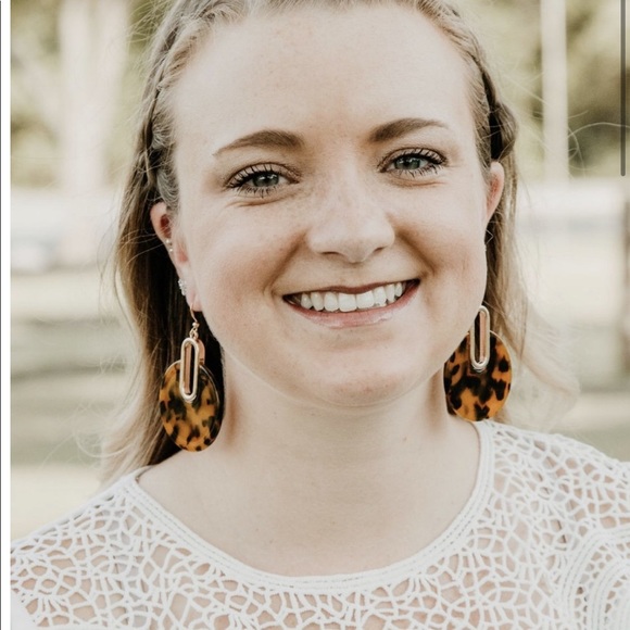 Tortoise Shell Acrylic Earrings - Picture 1 of 3